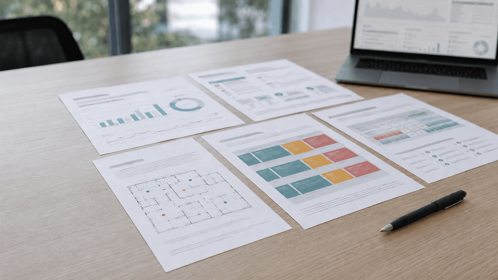Indoor-environment evidence report pages arranged for review